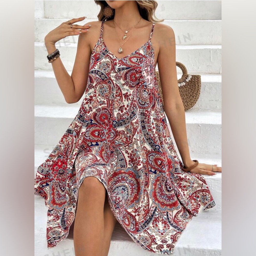 Midnight Sky Handkerchief Style Dress, Size: L, & Color: Multi Pattern